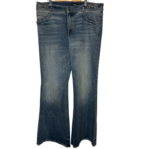 Express Jeans Denim - Express 70s Flare Leg Mid-Rise Denim Jeans Blue Size 14 Stretch -NWT